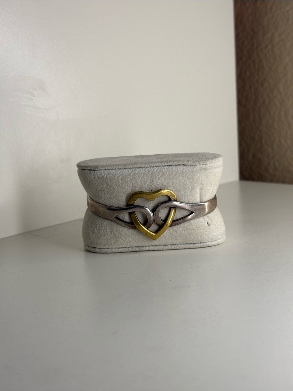Vintage Mexico Sterling Silver 925 & Brass Interlocking Heart Cuff Bracelets